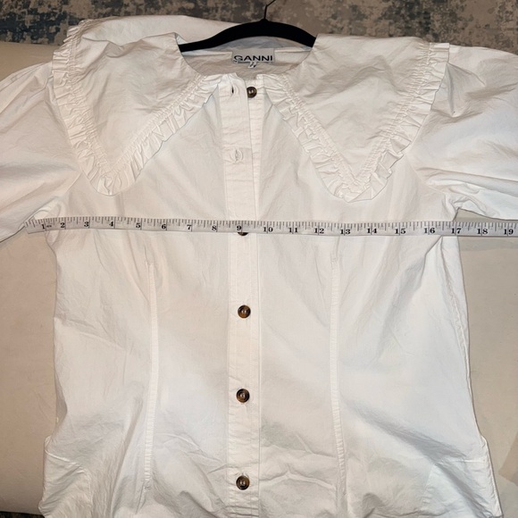GANNI Vintage Inspired Collared Poplin Top - Picture 6 of 8